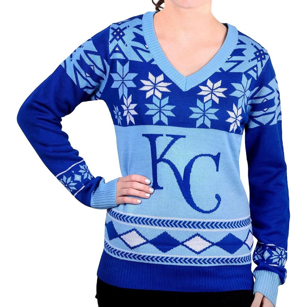 Kansas City Royals Womens Big Logo V-Neck Sweater